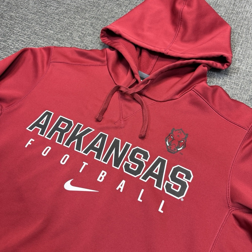 Nike Arkansas Razorbacks Football Hoodie Men's M Red Therma-FIT Pullover NCAA